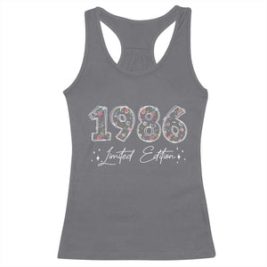 40th Birthday Racerback Tank Top Floral 1986 40 Year Old Birthday Gifts For Women TS10 Charcoal Print Your Wear