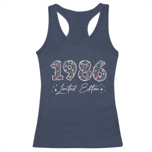 40th Birthday Racerback Tank Top Floral 1986 40 Year Old Birthday Gifts For Women TS10 Navy Print Your Wear