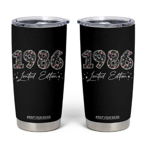 40th Birthday Tumbler Cup Floral 1986 40 Year Old Birthday Gifts For Women TS10 Black Print Your Wear