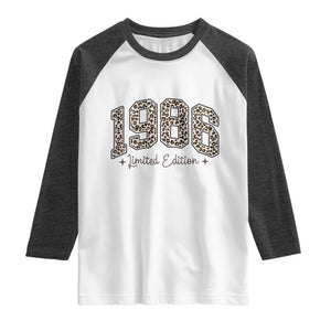 1986 Retro Birthday Raglan Shirt 40 Year Old Leopard 40th Birthday Gifts For Women TS10 White Heather Charcoal Print Your Wear