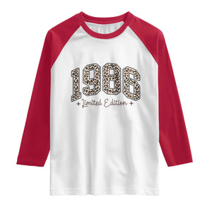 1986 Retro Birthday Raglan Shirt 40 Year Old Leopard 40th Birthday Gifts For Women TS10 White Red Print Your Wear