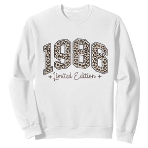 1986 Retro Birthday Sweatshirt 40 Year Old Leopard 40th Birthday Gifts For Women TS10 White Print Your Wear