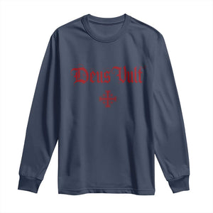 Catholic Knights Templar Cross Long Sleeve Shirt Crusader Deus Vult TS10 Navy Print Your Wear