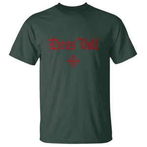 Catholic Knights Templar Cross T Shirt Crusader Deus Vult TS10 Dark Forest Green Print Your Wear
