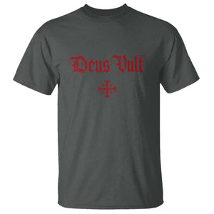 Catholic Knights Templar Cross T Shirt Crusader Deus Vult TS10 Dark Heather Print Your Wear