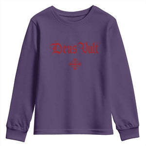 Catholic Knights Templar Cross Youth Sweatshirt Crusader Deus Vult TS10 Purple Print Your Wear