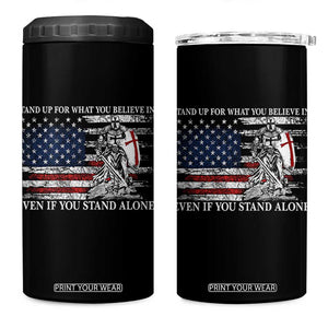 Catholic Knight Templar 4 in 1 Can Cooler Tumbler American Flag Crusader Cross TS10 One Size: 16 oz Black Print Your Wear