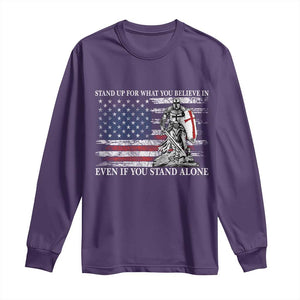 Catholic Knight Templar Long Sleeve Shirt American Flag Crusader Cross TS10 Purple Print Your Wear