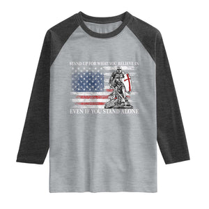 Catholic Knight Templar Raglan Shirt American Flag Crusader Cross TS10 Heather Gray Heather Charcoal Print Your Wear