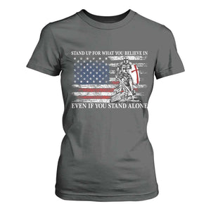 Catholic Knight Templar T Shirt For Women American Flag Crusader Cross TS10 Dark Heather Print Your Wear