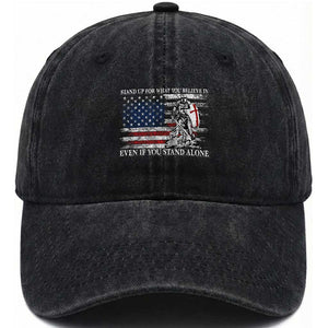 Catholic Knight Templar Washed Cotton Baseball Cap American Flag Crusader Cross TS10 Print Your Wear