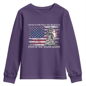 Catholic Knight Templar Youth Sweatshirt American Flag Crusader Cross TS10 Purple Print Your Wear
