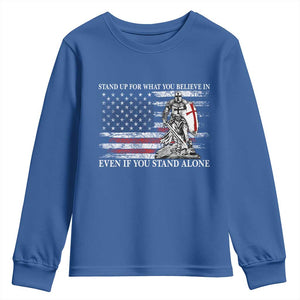 Catholic Knight Templar Youth Sweatshirt American Flag Crusader Cross TS10 Royal Blue Print Your Wear