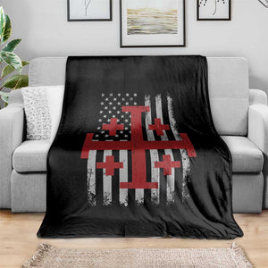 Catholic Crusader Cross Throw Blanket Knight Templar Patriotic American Flag TS10 Print Your Wear