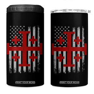 Catholic Crusader Cross 4 in 1 Can Cooler Tumbler Knight Templar Patriotic American Flag TS10 One Size: 16 oz Black Print Your Wear