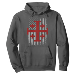 Catholic Crusader Cross Hoodie Knight Templar Patriotic American Flag TS10 Dark Heather Print Your Wear