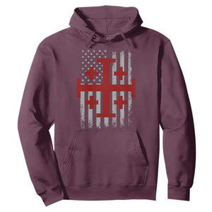 Catholic Crusader Cross Hoodie Knight Templar Patriotic American Flag TS10 Maroon Print Your Wear