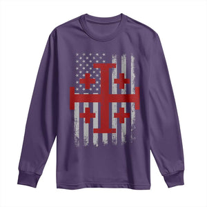 Catholic Crusader Cross Long Sleeve Shirt Knight Templar Patriotic American Flag TS10 Purple Print Your Wear