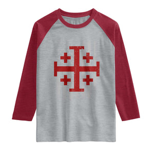Catholic Crusader Cross Raglan Shirt Knight Templar Patriotic American Flag TS10 Heather Gray Heather Red Print Your Wear