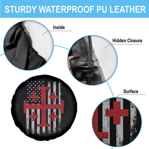 Catholic Crusader Cross Spare Tire Cover Knight Templar Patriotic American Flag TS10 Print Your Wear