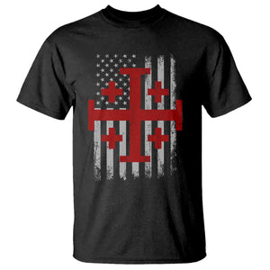 Catholic Crusader Cross T Shirt Knight Templar Patriotic American Flag TS10 Black Print Your Wear