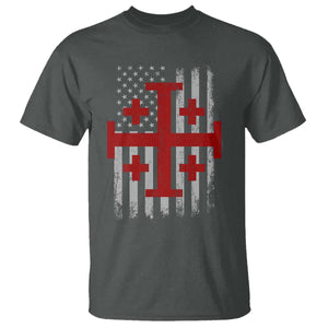 Catholic Crusader Cross T Shirt Knight Templar Patriotic American Flag TS10 Dark Heather Print Your Wear