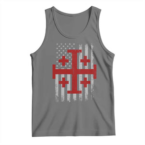 Catholic Crusader Cross Tank Top Knight Templar Patriotic American Flag TS10 Black Heather Print Your Wear