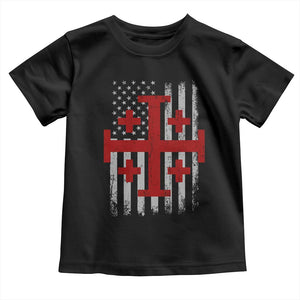 Catholic Crusader Cross Toddler T Shirt Knight Templar Patriotic American Flag TS10 Black Print Your Wear