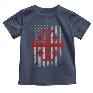 Catholic Crusader Cross Toddler T Shirt Knight Templar Patriotic American Flag TS10 Navy Print Your Wear