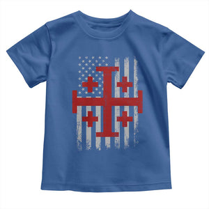 Catholic Crusader Cross Toddler T Shirt Knight Templar Patriotic American Flag TS10 Royal Blue Print Your Wear