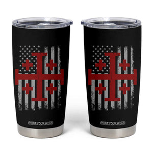 Catholic Crusader Cross Tumbler Cup Knight Templar Patriotic American Flag TS10 Black Print Your Wear