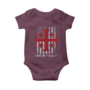 Catholic Knight Templar Crusader Cross Baby Onesie Knight Templar Patriotic American Flag TS10 Maroon Print Your Wear