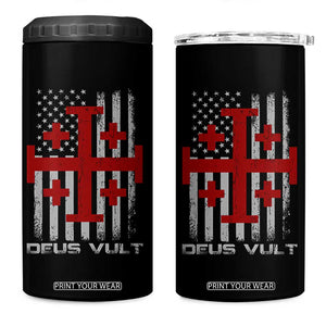 Catholic Knight Templar Crusader Cross 4 in 1 Can Cooler Tumbler Knight Templar Patriotic American Flag TS10 One Size: 16 oz Black Print Your Wear