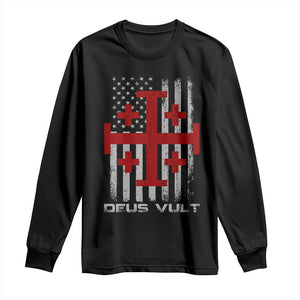 Catholic Knight Templar Crusader Cross Long Sleeve Shirt Knight Templar Patriotic American Flag TS10 Black Print Your Wear