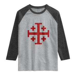 Catholic Knight Templar Crusader Cross Raglan Shirt Knight Templar Patriotic American Flag TS10 Heather Gray Heather Charcoal Print Your Wear