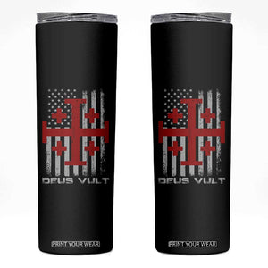 Catholic Knight Templar Crusader Cross Skinny Tumbler Knight Templar Patriotic American Flag TS10 Black Print Your Wear