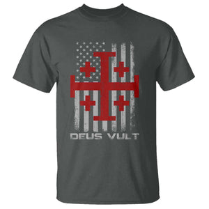 Catholic Knight Templar Crusader Cross T Shirt Knight Templar Patriotic American Flag TS10 Dark Heather Print Your Wear