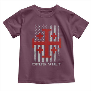 Catholic Knight Templar Crusader Cross Toddler T Shirt Knight Templar Patriotic American Flag TS10 Maroon Print Your Wear