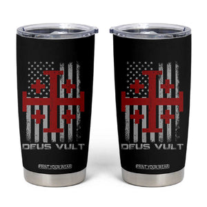 Catholic Knight Templar Crusader Cross Tumbler Cup Knight Templar Patriotic American Flag TS10 Black Print Your Wear