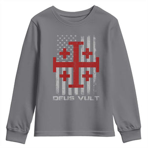 Catholic Knight Templar Crusader Cross Youth Sweatshirt Knight Templar Patriotic American Flag TS10 Charcoal Print Your Wear