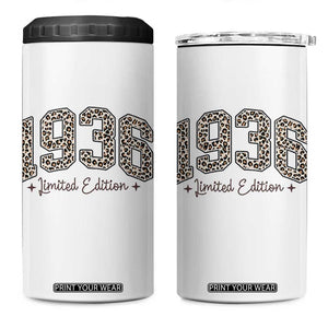 1936 Retro Birthday 4 in 1 Can Cooler Tumbler 90 Year Old Leopard 90th Birthday Gifts For Women TS10 One Size: 16 oz White Print Your Wear