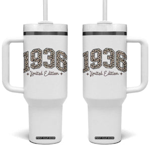 1936 Retro Birthday Tumbler With Handle 90 Year Old Leopard 90th Birthday Gifts For Women TS10 One Size: 40 oz White Print Your Wear