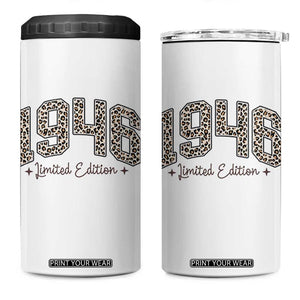 1946 Retro Birthday 4 in 1 Can Cooler Tumbler 80 Year Old Leopard 80th Birthday Gifts For Women TS10 One Size: 16 oz White Print Your Wear