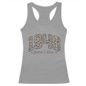 1946 Retro Birthday Racerback Tank Top 80 Year Old Leopard 80th Birthday Gifts For Women TS10 Sport Gray Print Your Wear