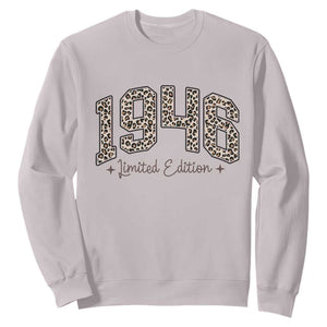 1946 Retro Birthday Sweatshirt 80 Year Old Leopard 80th Birthday Gifts For Women TS10 Ice Gray Print Your Wear