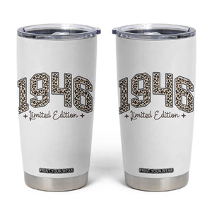 1946 Retro Birthday Tumbler Cup 80 Year Old Leopard 80th Birthday Gifts For Women TS10 White Print Your Wear