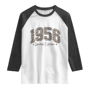 1956 Retro Birthday Raglan Shirt 70 Year Old Leopard 70th Birthday Gifts For Women TS10 White Heather Charcoal Print Your Wear