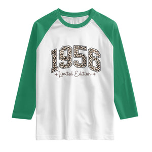 1956 Retro Birthday Raglan Shirt 70 Year Old Leopard 70th Birthday Gifts For Women TS10 White Kelly Green Print Your Wear