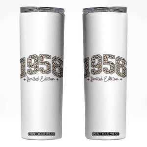1956 Retro Birthday Skinny Tumbler 70 Year Old Leopard 70th Birthday Gifts For Women TS10 White Print Your Wear