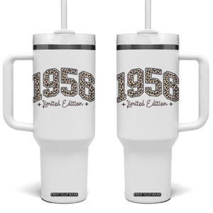 1956 Retro Birthday Tumbler With Handle 70 Year Old Leopard 70th Birthday Gifts For Women TS10 One Size: 40 oz White Print Your Wear